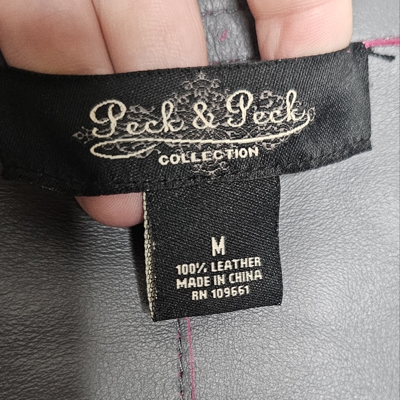 Peck and Peck purple leather jacket womens M reversible - Picture 10 of 10